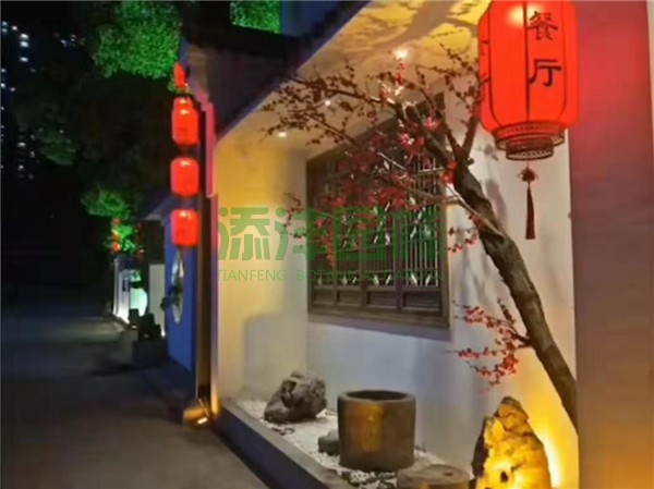 西安中式餐廳中國風仿真景觀裝飾設計施工